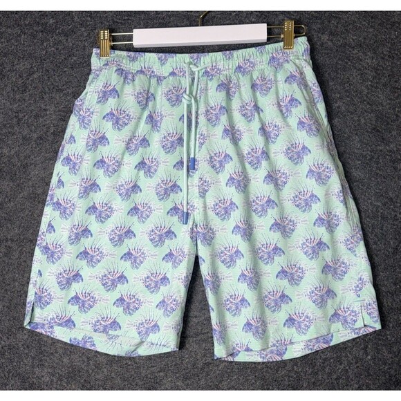 Peter Millar Seaside Collection Swim Trunks Men's M Lionfish Print Mint Green - Picture 2 of 7